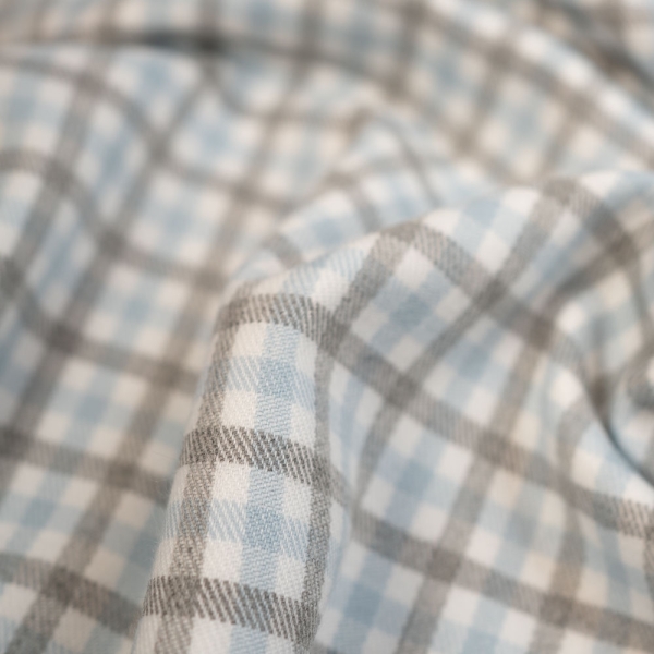 Twill Wool Touch Glenchecks weiß-pastellblau