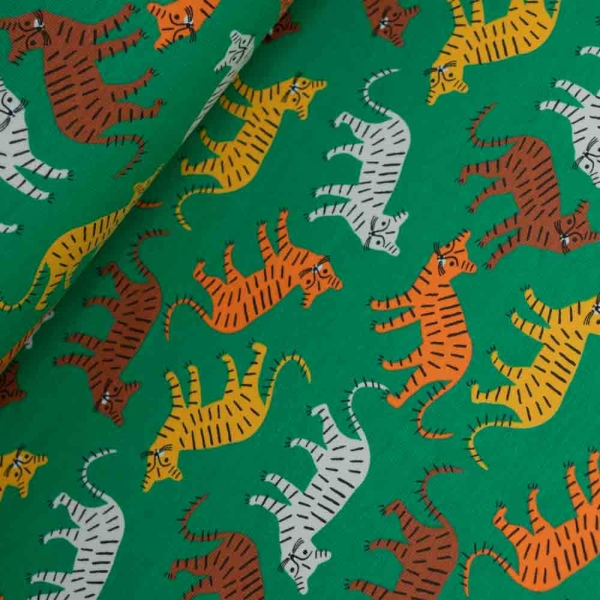 Baumwolljersey Katzen grün