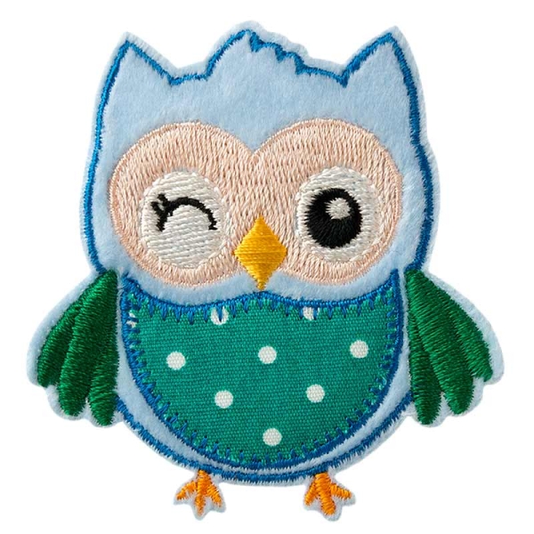 Applikation Eule blau