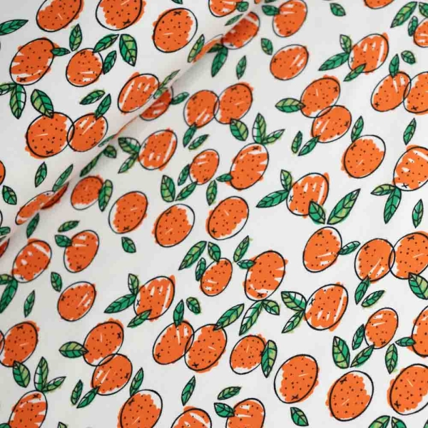 Baumwolljersey Orangen weiß