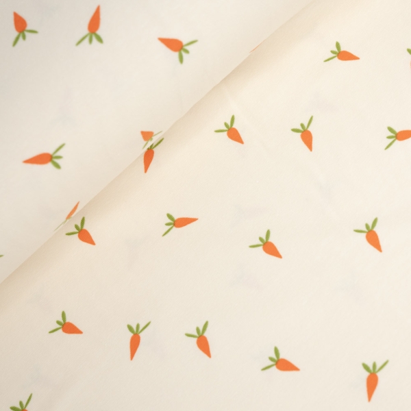 Baumwolljersey Kleine Möhrchen ecru