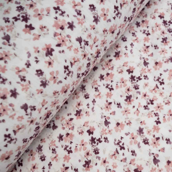 Musselin Double beerige Streublümchen ecru