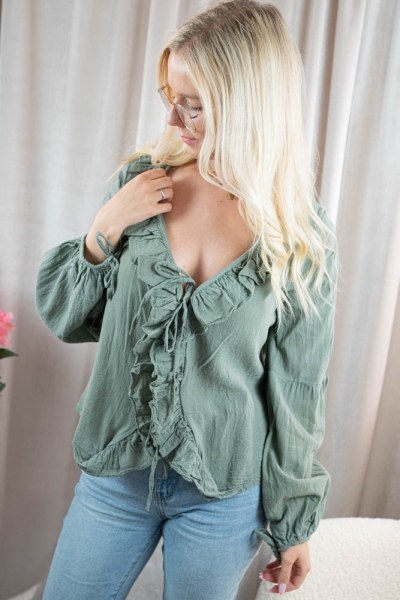 Baumwollbluse Ilaria khaki