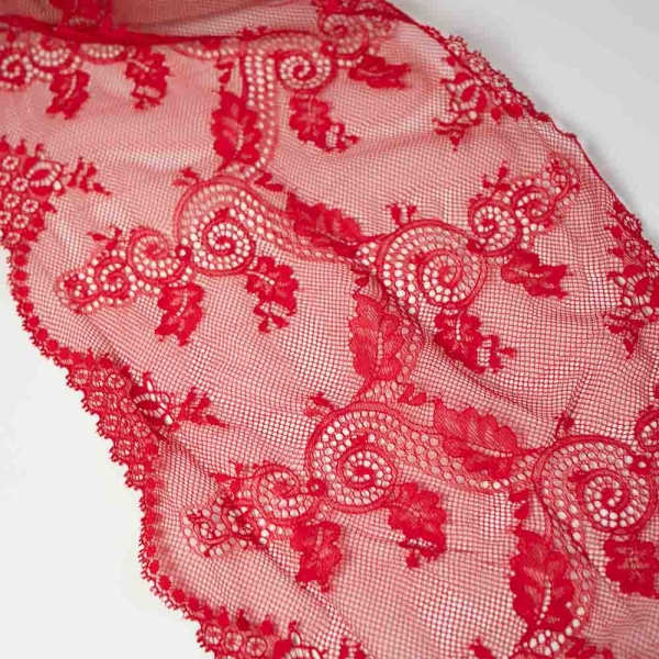 Spitzenborte 23cm Zweige rot
