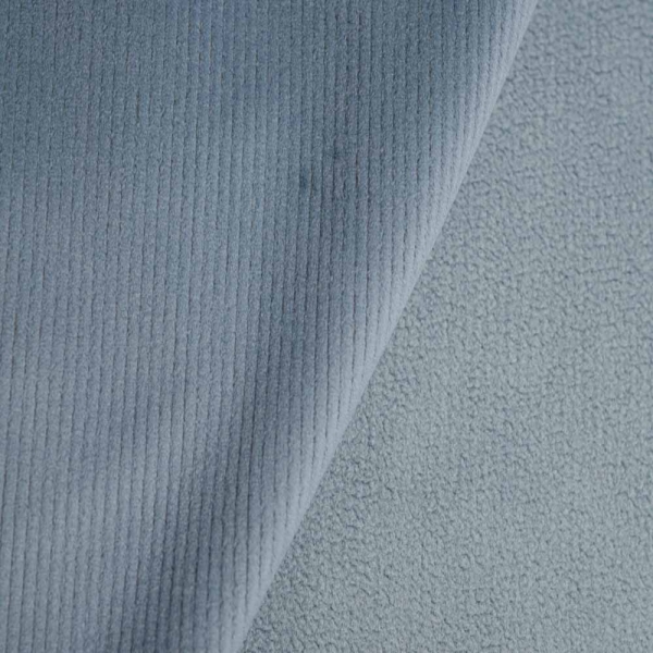 Cord Doubleface mit Fleece Innenseite jeansblau
