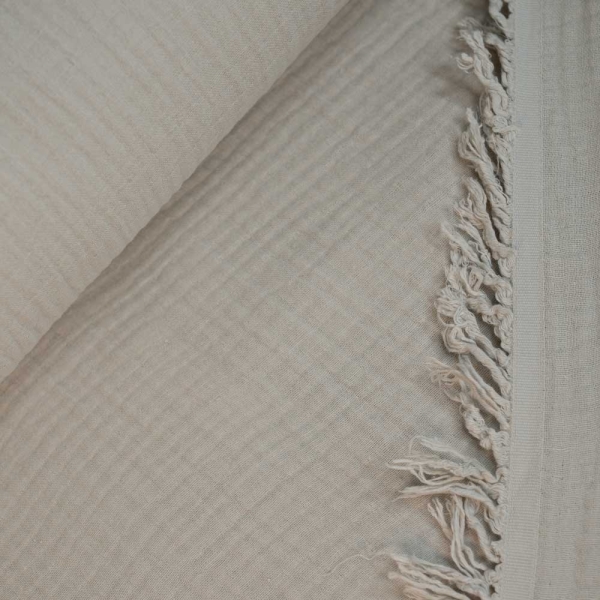 Musselin 4-lagig Fransenbordüre beige