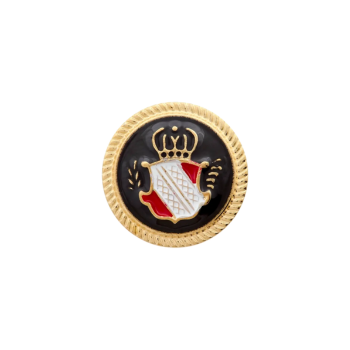 Prym Trachtenknopf Wappen und Krone 15mm goldschwarz