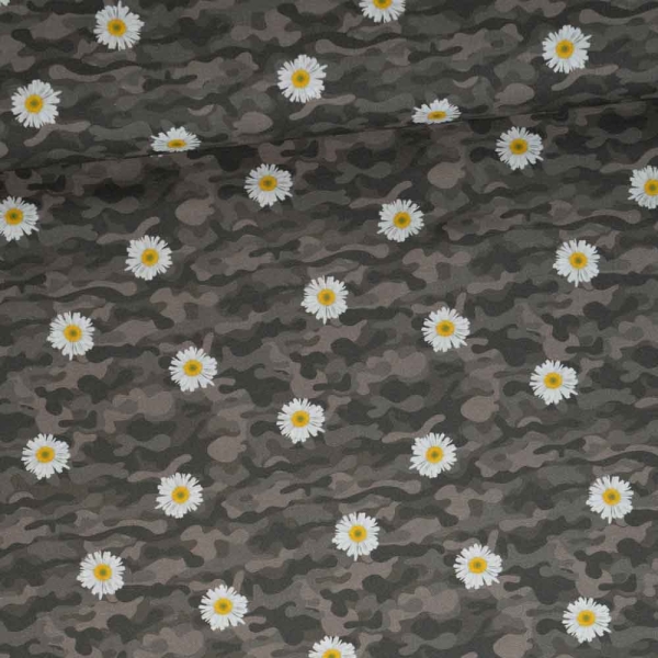 Bio Baumwollwebware Camouflage & Blume khaki