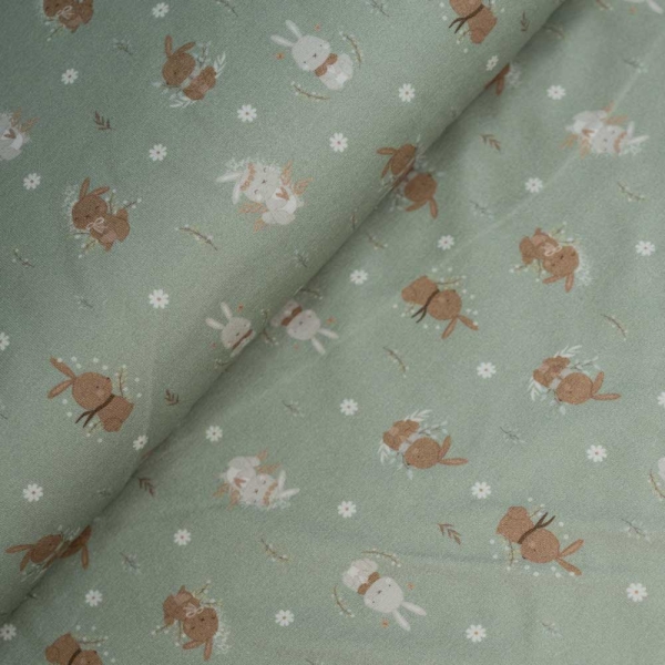 Baumwolljersey kleiner Hase salbei