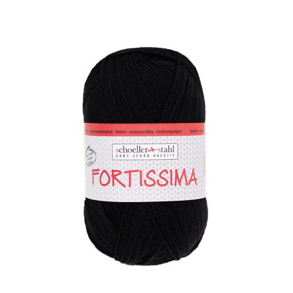 Fortissima 100gr Sockenwolle 4-fädig schwarz