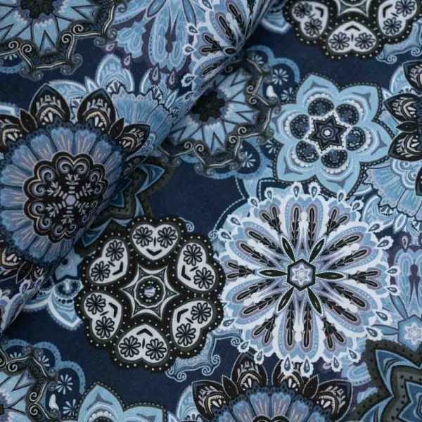 Winter Sweat leicht Mandala Blumen navy