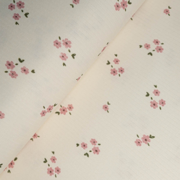 Ripp Baumwolljersey Blümchen altrosa