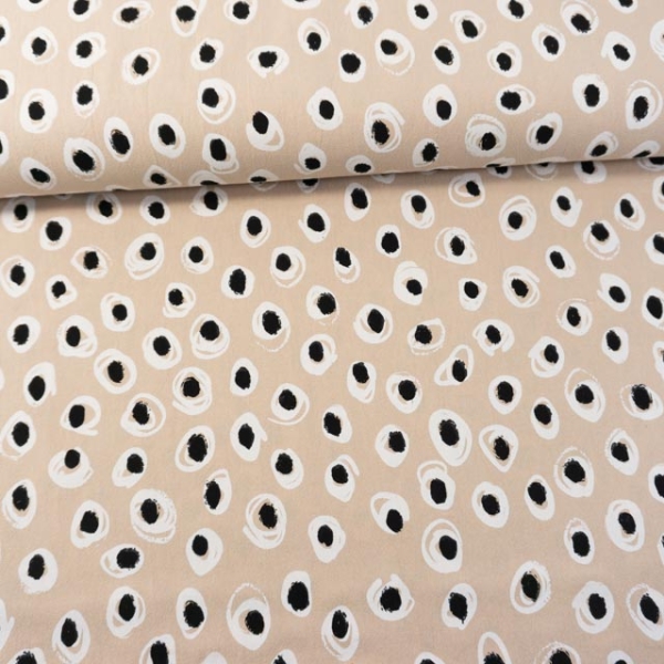 2,40m Zuschnitt Baumwollwebware Baby Cotton Dots beige