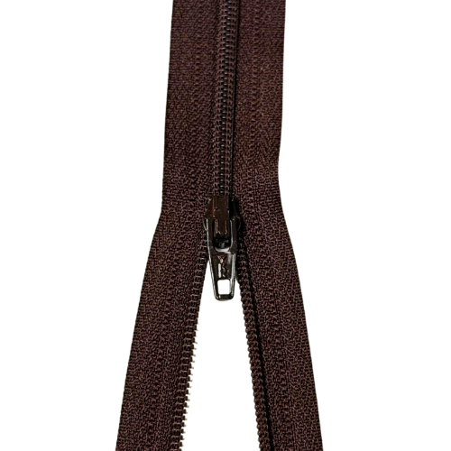 YKK nicht teilbarer Reißverschluss kleine Spirale braun