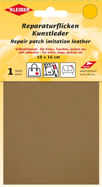 Kleiber Applikation Klebeflicken Kunstleder hellbraun