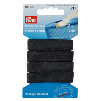 Prym 2 Meter Gummiband schwarz Standard-Elastic 12mm