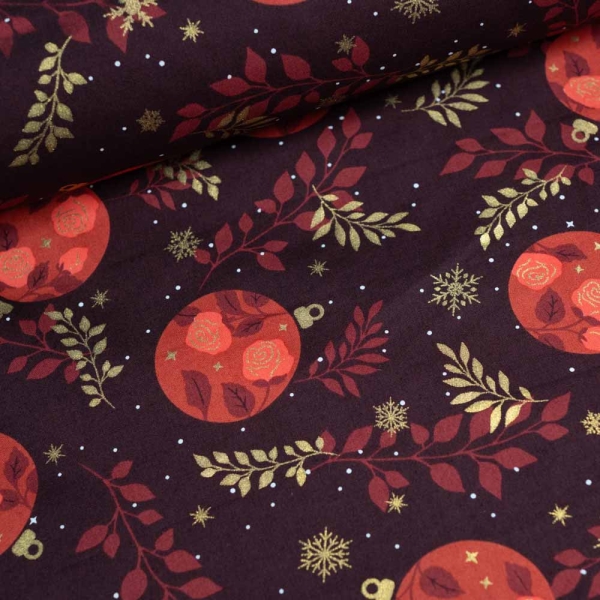 Baumwollwebware Glam Rosenzauber bordeaux