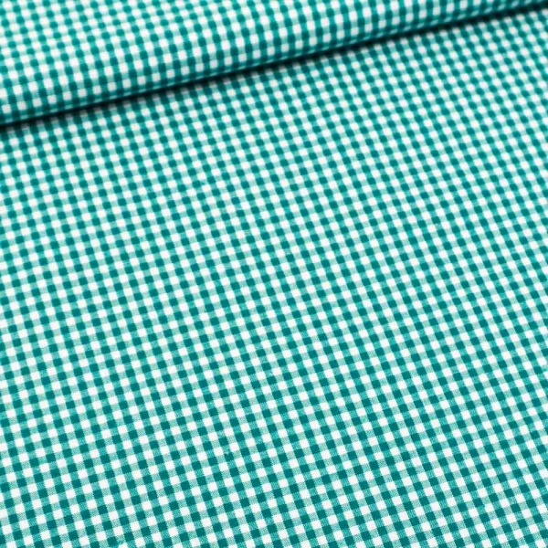 Baumwoll Popeline Karo klein 3mm petrol