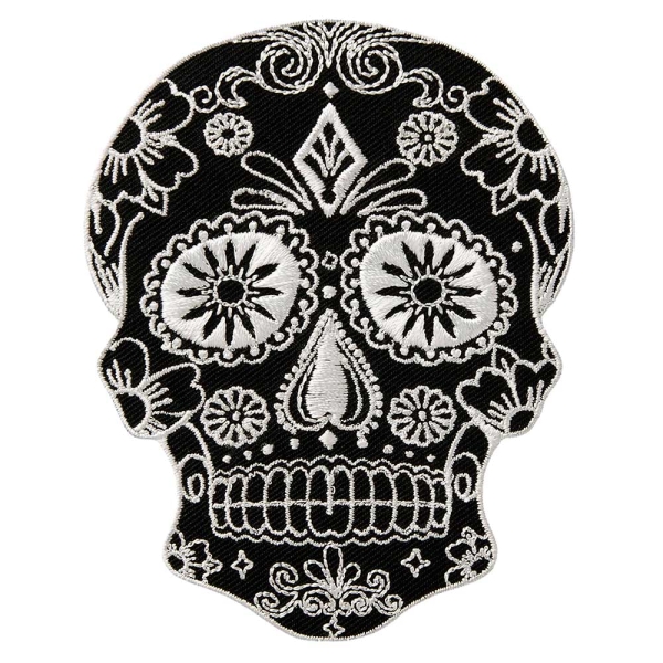 Applikation Totenkopf schwarz/weiß