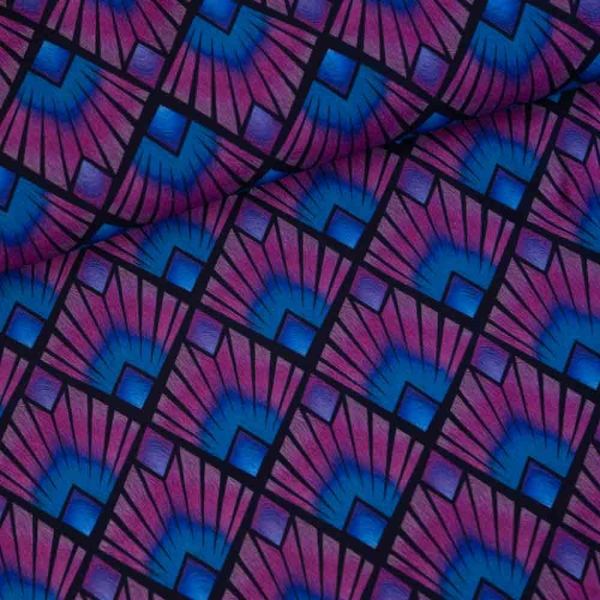 Viskosewebware Blumen Mosaik dark berry