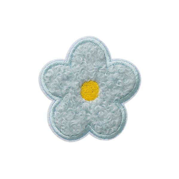 Applikation Blume flauschig hellblau