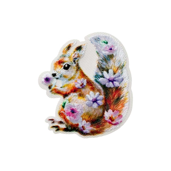 Applikation Eichhörnchen mit Blumen