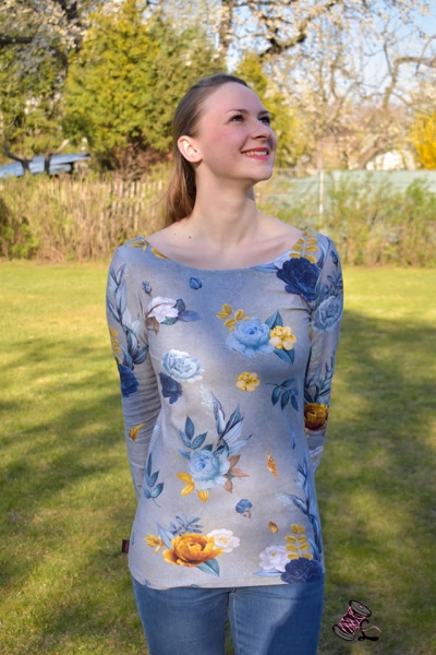 Bio-Baumwolljersey Magical Roses hellgrau melange