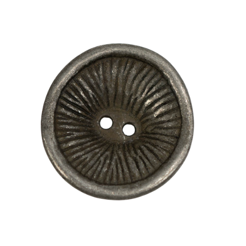 Metallknopf gewölbt mit Muster 28mm altzinn