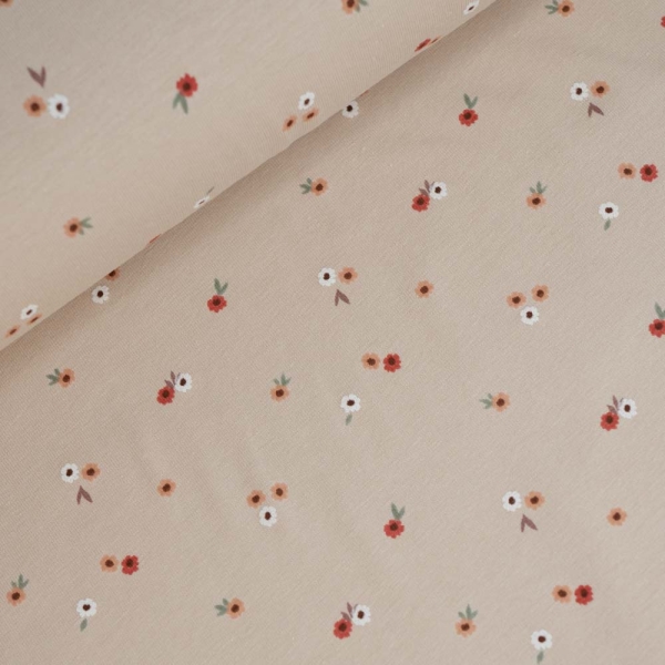 Baumwolljersey Mini Blümchen beige