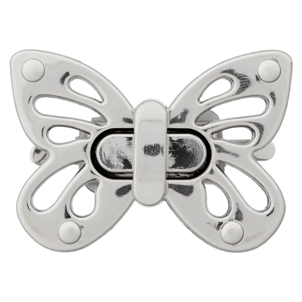 Taschenverschluss Schmetterling 50mm silber