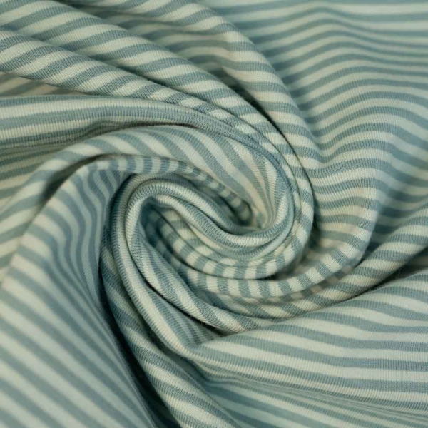 Baumwolljersey Streifen salbei-dusty mint
