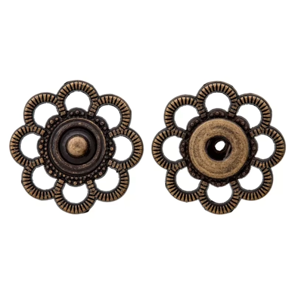 Prym Metall Annähdruckknopf blume 20mm altmessing