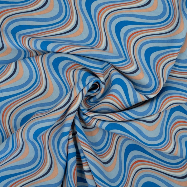 Viskosewebware Wellen blau