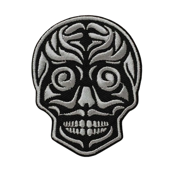Applikation Totenkopf schwarz/grau