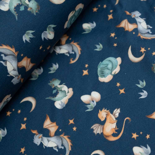 French Terry Sweat Drache navy