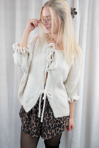 Cardigan Schleifen mit Rüschenärmel SOFT natur