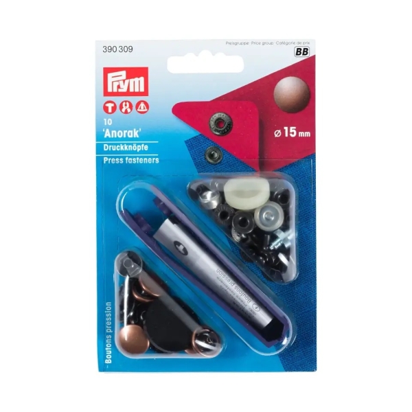 Prym Nähfrei-Druckknopf Anorak 15mm altkupfer