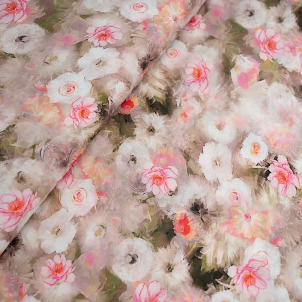 Viskosewebware Seerose beige