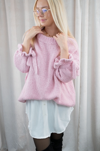 Pullover mit Rüschenärmeln SOFT rosa