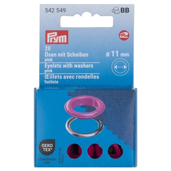Prym Ösen mit Scheiben 11mm pink