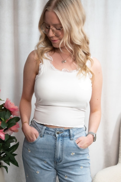 Viskose Tank Top mit Cups weiß