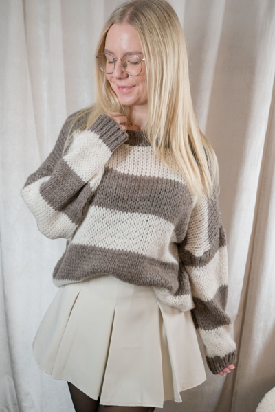 Strick Pullover Soft Streifen Suri taupe