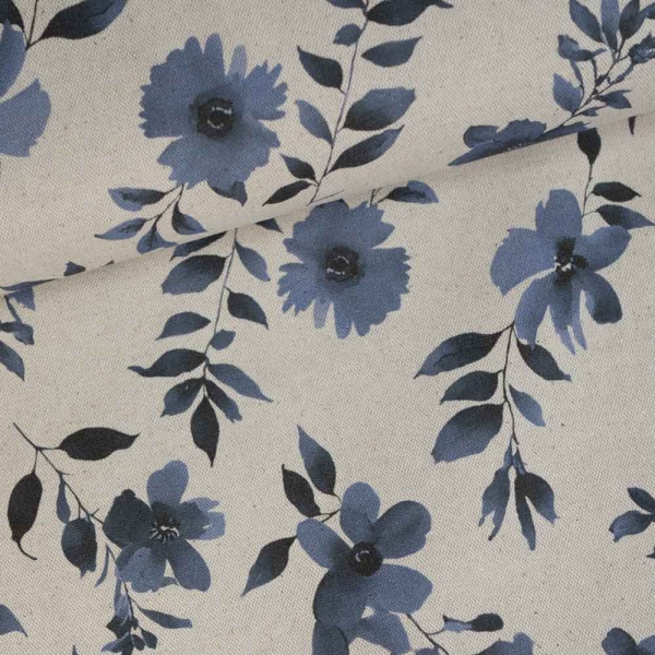 Canvas blaue Blumenzweige navy