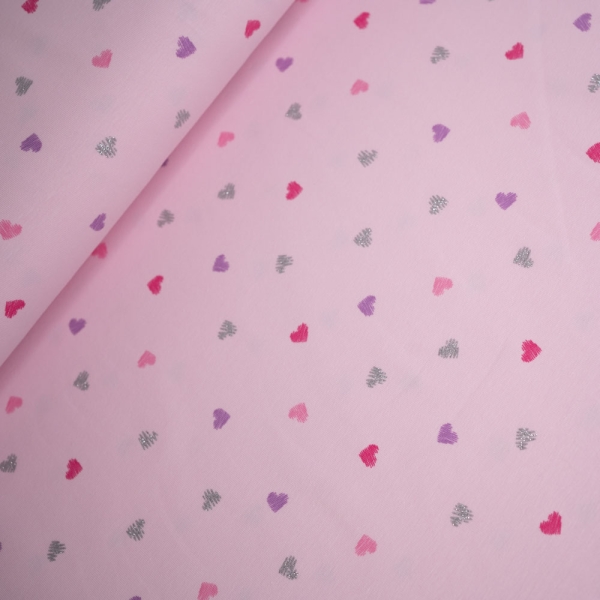 Baumwolljersey Glitzer Herzchen rosa