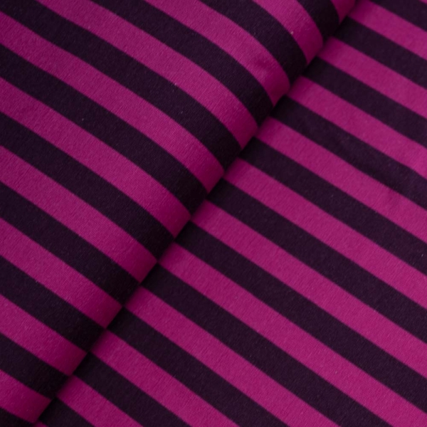 Baumwolljersey Streifen pink-aubergine