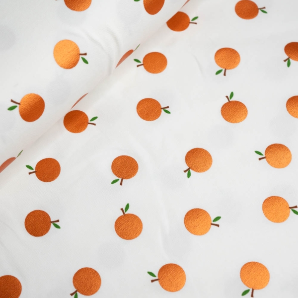 Baumwolljersey Folienprint Orange ecru