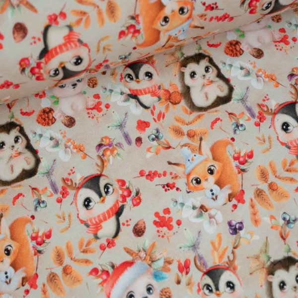 Winter Sweat süße Waldtiere hellbeige