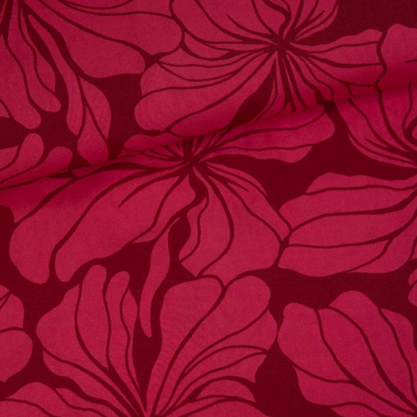 Viskosewebware tropische Blumen rot