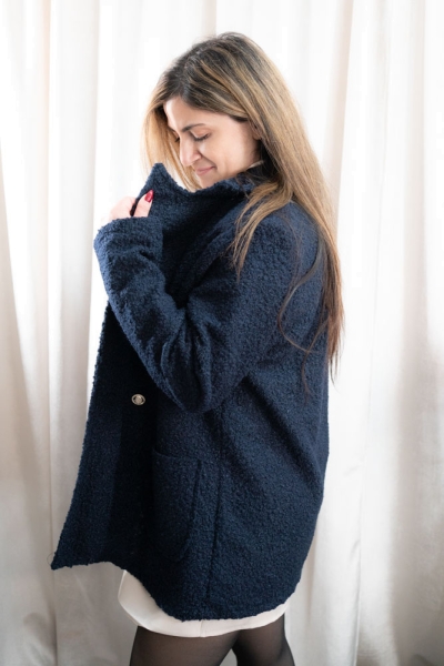 Teddy Bouclé Mantel Classy navy
