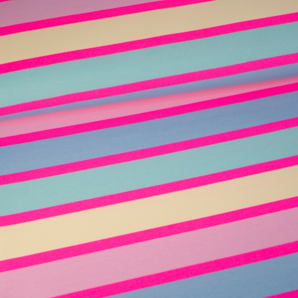 French Terry Neon Pastellstreifen